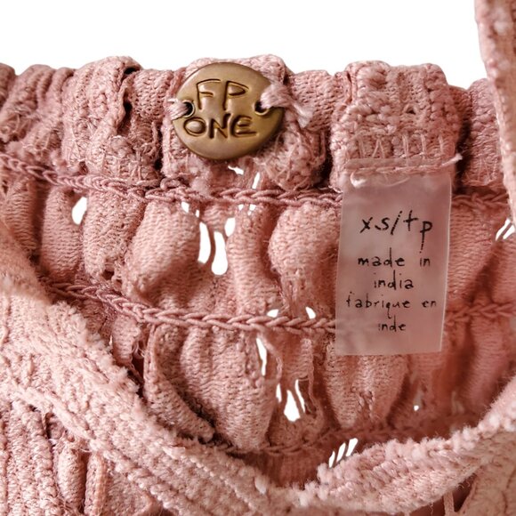 Free People One Adella Slip Dress Rose Pink Boho Lace Crochet Lacey XS - Picture 11 of 16